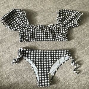 Aerie gingham puff sleeve bikini XS